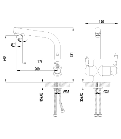 Смеситель Lemark для кухни с подключением фильтра LM4861B